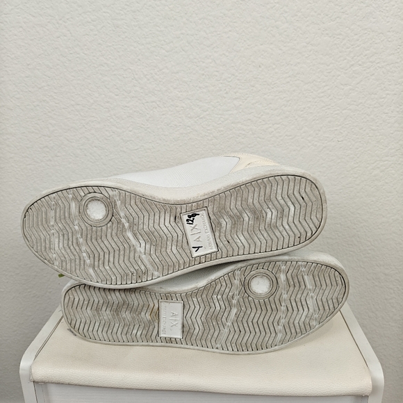 Armani Exchange High Top Lace Sneakers In Op White Acid Lime Size 9 Women's - Picture 9 of 10